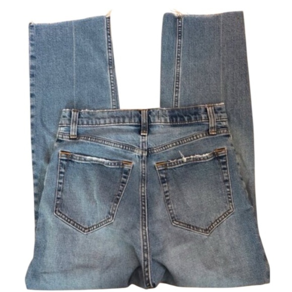 Abercrombie & Fitch The Ankle Straight Ultra High Rise Distressed Denim Jeans Si